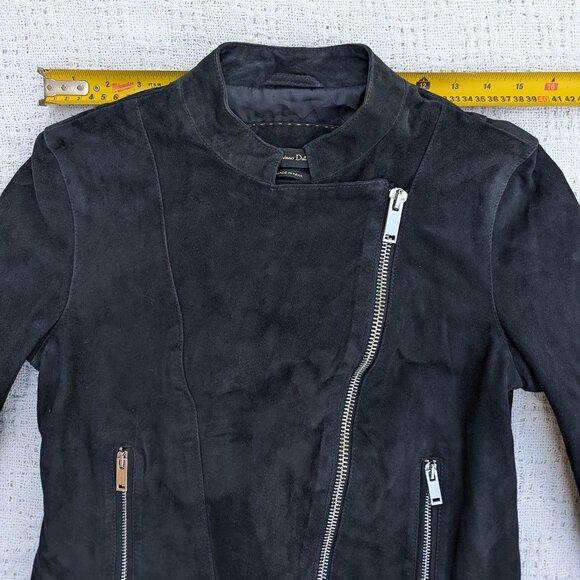 MASSIMO DUTTI Black Lambskin Suede Moto 4724 Jacket Size XS - Picture 3 of 9
